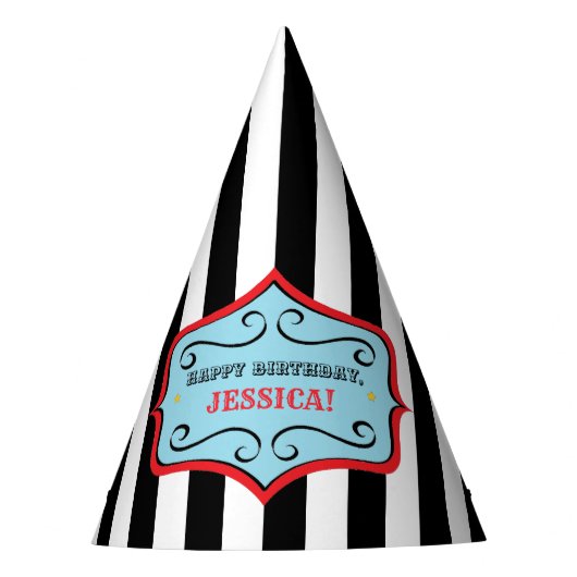 Personalisierter Vintager Zirkus-Party-Hut Partyhütchen (Vorderseite)