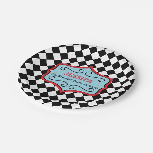 Personalisierter Vintager Zirkus-Party-Teller Pappteller (Schrägansicht)