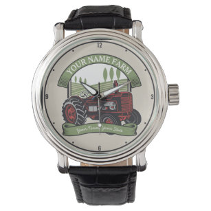 Personalisierter Vintager Zugmaschine Land Bauer Armbanduhr