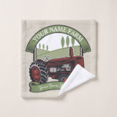 Personalisierter Vintager Zugmaschine Land Bauer Badhandtuch Set (Waschlappen)