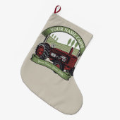 Personalisierter Vintager Zugmaschine Land Bauer Großer Weihnachtsstrumpf (Vorderansicht (hängend))