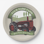 Personalisierter Vintager Zugmaschine Land Bauer Pappteller (Vorderseite)