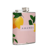 Personalisierter Vinyl Wrapped Niedlich Pink Lemon Flachmann (Rechts)