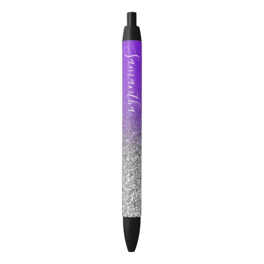 Personalisierter Violet Silver Ombre Glitzer Kugelschreiber (Vorderseite Vertikal)