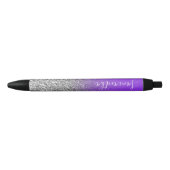 Personalisierter Violet Silver Ombre Glitzer Kugelschreiber (Vorderseite)