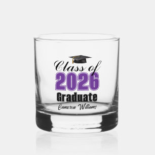 Personalisierter violetter Abschluss 2026 Whiskyglas