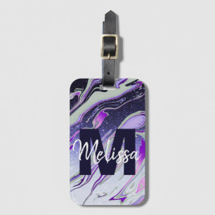 Personalisierter violetter Glittermarmor Gepäckanhänger
