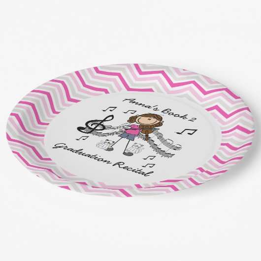 Personalisierter Violinen-Spieler-Papier-Teller Pappteller (Schrägansicht)