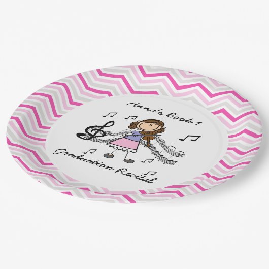 Personalisierter Violinen-Spieler-Papier-Teller Pappteller (Schrägansicht)