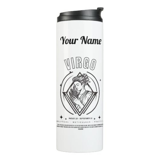 Personalisierter Virgo-Thermaltumbler Thermosbecher (Nach links gedreht)
