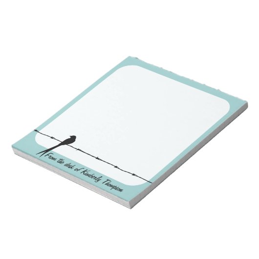 Personalisierter Vogel auf Stacheldraht Notepad Notizblock (Rotiert)