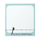 Personalisierter Vogel auf Stacheldraht Notepad Notizblock (Vorderseite)