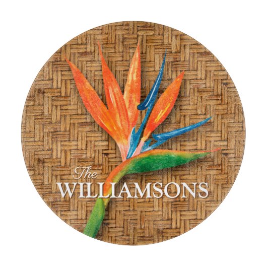 Personalisierter Vogel des Paradies Woven Wicker M Schneidebrett (Vorderseite)