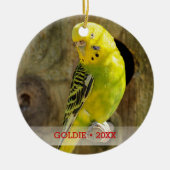 Personalisierter Vogel Foto & Name Weihnachtsbaum Keramikornament (Vorne)