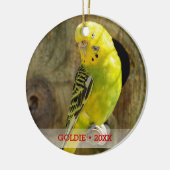 Personalisierter Vogel Foto & Name Weihnachtsbaum Keramikornament (Links)