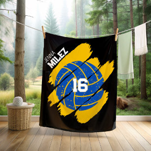 Personalisierter Volleyball Blau und Gelb Fleecedecke