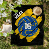 Personalisierter Volleyball Blau und Gelb Fleecedecke