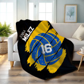 Personalisierter Volleyball Blau und Gelb Fleecedecke