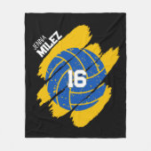 Personalisierter Volleyball Blau und Gelb Fleecedecke (Vorderseite)