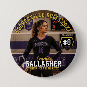 Personalisierter Volleyball-Foto-Button Button