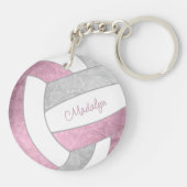 personalisierter Volleyball in Rosa Schlüsselanhänger (Rückseite)
