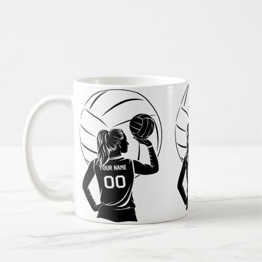 Personalisierter Volleyball-Individuelle Name, Num Kaffeetasse (Links)