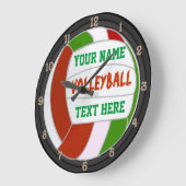 Personalisierter Volleyball-Name und Text Große Wanduhr (Winkel)