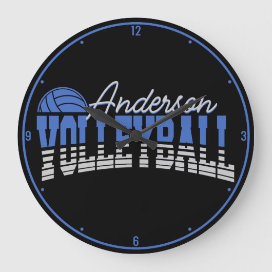 Personalisierter Volleyball Spieler ADD NAME Team Große Wanduhr (Vorderseite)