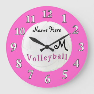 Personalisierter Volleyball-Uhr NAME und MONOGRAMM Große Wanduhr