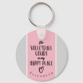 personalisierter Volleyballplatz in Rosa Schlüsselanhänger (Vorderseite)