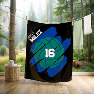 Personalisierter Volleyballspieler Blau und Grün Fleecedecke