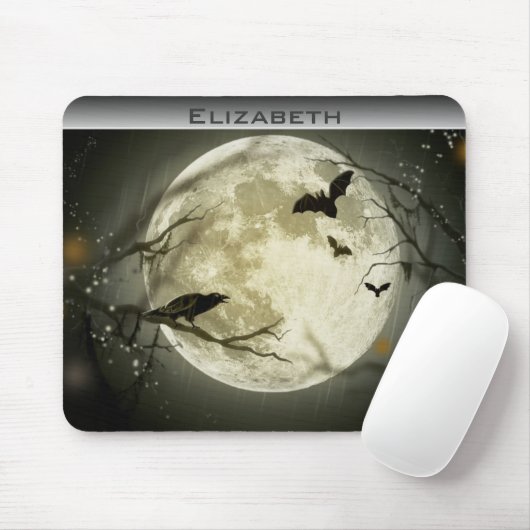 Personalisierter Vollmond mit Fledermäusen und Rav Mousepad (Mit Mouse)