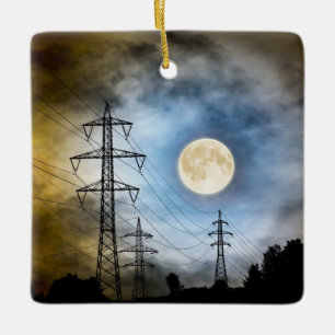 Personalisierter Vollmond und Power Weihnachten Keramikornament