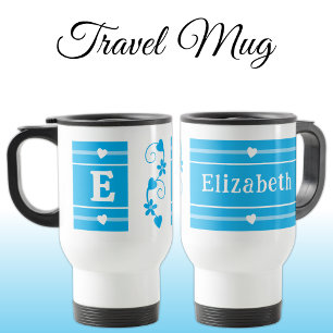 Personalisierter Vorname blau Reisebecher
