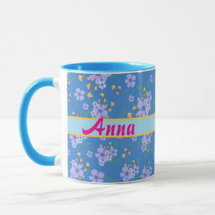 personalisierter Vorname, Blaue Leinwand, vintage Tasse