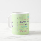 Personalisierter Vorname Monogramm-Schrift Kaffeetasse (Vorderseite Links)
