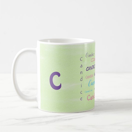 Personalisierter Vorname Monogramm-Schrift Kaffeetasse (Links)