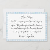 Personalisierter Vorschlag von Gingham Brunch Brid Mitteilungskarte (Rückseite)