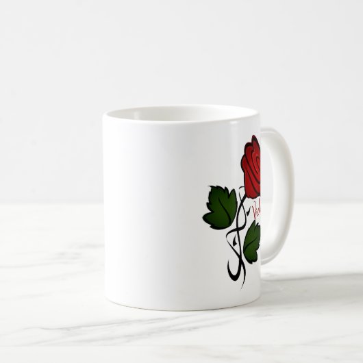 Personalisierter w Name des Rosen-Kuss- Kaffeetasse (VorderseiteRechts)