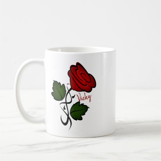 Personalisierter w Name des Rosen-Kuss- Kaffeetasse (Links)