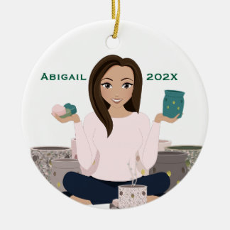 Personalisierter Wachswärmer Frau Keramik-Ornament Keramik Ornament