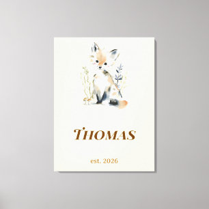 Personalisierter Wald-Fuchs-Kinderzimmer-Name-Druc Leinwanddruck