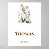 Personalisierter Wald-Fuchs-Kinderzimmer-Name-Druc Poster (Vorne)