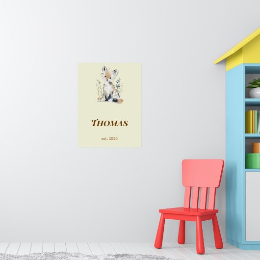 Personalisierter Wald-Fuchs-Kinderzimmer-Name-Druc Poster (Kinderzimmer 1)