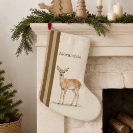 Personalisierter Wald-Reh-Weihnachtsstrumpf Großer Weihnachtsstrumpf