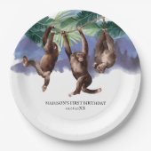 Personalisierter Waldaffe zum Geburtstag Pappteller (Vorderseite)