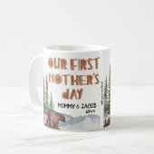 personalisierter Waldbär am 1. Muttertag Kaffeetasse (Vorderseite Links)