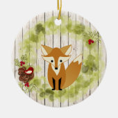 Personalisierter Waldfox und Weihnachten im Kraut Keramikornament (Vorne)