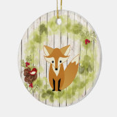 Personalisierter Waldfox und Weihnachten im Kraut Keramikornament (Links)