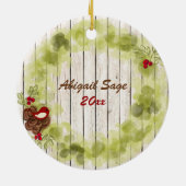 Personalisierter Waldfox und Weihnachten im Kraut Keramikornament (Hinten)